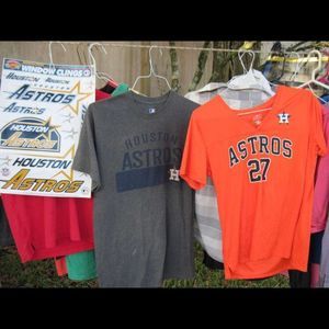 Lot of Astros Throwback 1996 Window Clings L Orange Altuve Jersey M Gray T Shirt